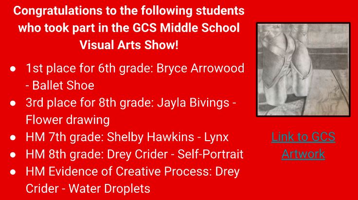 Blue Ridge Middle School Art Contest Participants and Winners!